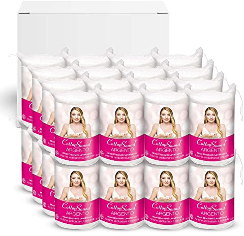 COTTON SOUND ARGENTO Maxi Dischetti Struccanti 24 confezioni x 40 Pezzi, Dischetti 100% Cotone con Microparticelle d'Argento, Azione Antibatterica Naturale, Lato Liscio e Lato Goffrato, Made in Italy