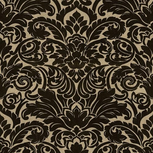 Barocktapet Profhome 335834-GU fibertapet lätt strukturerad med ornament matt svart 5,22 m2