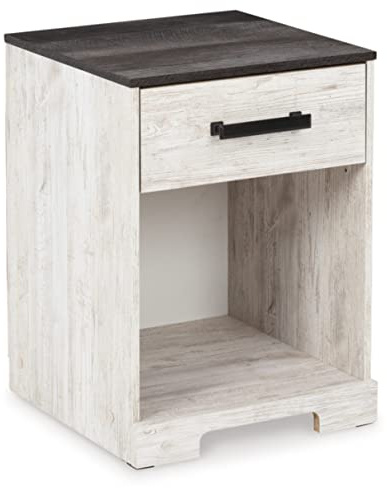 Signature Design by Ashley Shawburn 1 Drawer Night Stand Nightstand, 22.09 Tall, Whitewash & Gray