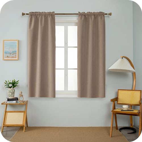 GIRASOLE HOME Coppia Tende Barbados Termiche Totalmente Oscuranti 2 Pannelli da 55x150cm con Tasca, Marroncino