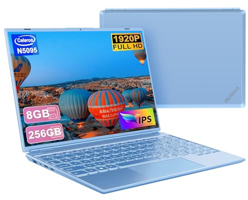 NOTODD Ordinateur Portable 14 Pouces 8+256GB SSD Soutien Extension 1TB,4 cœurs Celeron N5095 (jusqu'à 2,9 GHz), PC Portable Win11 avec 5G WiFi 1920x1200 BT4.2 Souris sans Fil &AZERTY Clavier-Bleu