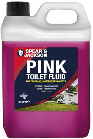 Spear & Jackson Toilet Cleaner Pink Flush for Caravans and Motorhomes, 2.5 Litre, Formaldehyde Free, Pink Fluid