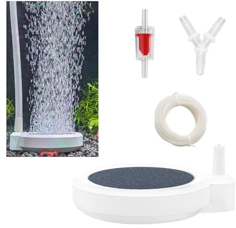 MIPIACE Bulleur pour Aquarium Diffuseur Air Aquarium avec Clapet Anti-Retour,Raccords en Forme de Y, Tuyau d'air de 2 m pour Ventilation à Oxygène Dissous des Accessoires d'aquarium (50 mm)