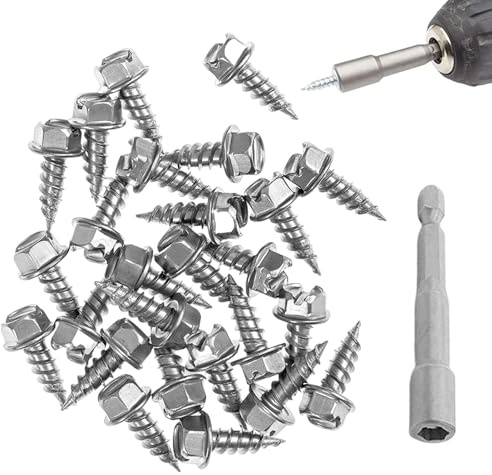 Sghtil Tornillos de canalones de declinación, tornillos cortos de versiones | 100 piezas Tornillo de roscado Fundadoras de hoja de metal,Accesorios de gota para madera, aplicaciones de zanja de