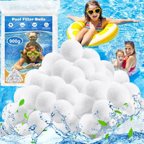 KDISHKRA filterbollar för pool, 900 g filterbollar kan ersätta 31 kg filtersand kvartsand, återanvändbara filterbollar lämpliga för sandfiltersystem för poolpump, simbassäng och akvariumfiltersystem