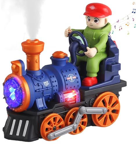 LUKIUP Train Electrique Enfant, Train Jouet Imitation à Vapeur, Jouets de Voiture pour Enfants de 3 à 10 Ans, Jouet avec Lumières et Sons, Jouets pour Garçons et Filles de 3 à 10 Ans