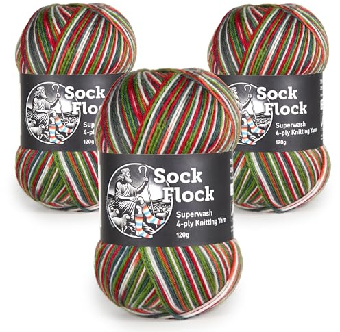 4-Ply Sock Yarn 3-Pack 360g, New Zealand Wool, Superwash – Apple Gala