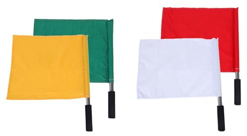 TOPBATHY Drapeaux de juge de ligne de sport, 4 pièces, drapeaux d'arbitre à carreaux de Football, poignée de poteau en métal