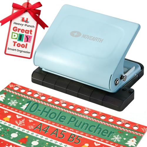 10-Hole Binding Machine for Planners, Metal Loose Leaf Punch Tool,26 Holes for B5, 30 for A4, 20 for A5 Paper, Handheld Manual Notebook Puncher for Home Office School DIY Project