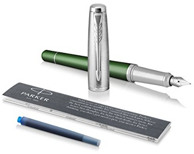 Parker Urban Fountain Pen, Premium Green with Fine Nib and Blue Ink Refill, 1931617