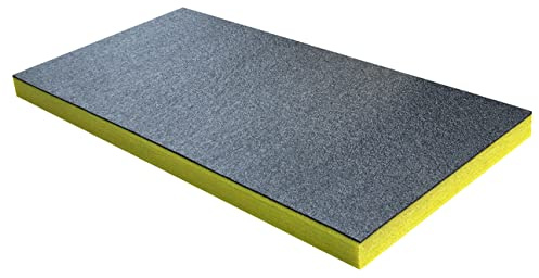 Skuggskum medium ark – skum för verktygslådans organisering – 1 000 mm x 500 mm – gör-det-själv Cut & Peel skumark för verktygslådor och verktygslagringssystem – lådorganiserare – gul (50 mm djup)