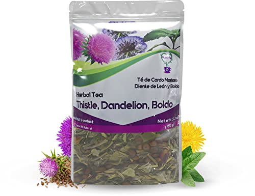Cardo Mariano, Milk Thistle, Dandelion Root, Boldo Tea, Quiere Te 100% Natural, Blend Herbal Tea for Liver Detox Support, Cleanse and Digest, Non-GMO, Sugar Free, Caffeine-Free, Up to 100 Cups, 1 Bag