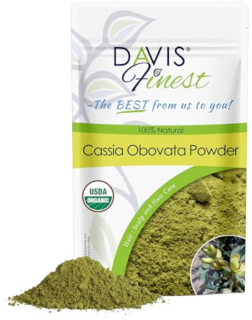 Davis Finest Organic Cassia Obovata Powder 250g, Neutral Henna, Blonde Hair Dye, Deep Conditioner, Strengthening, Hair Mask