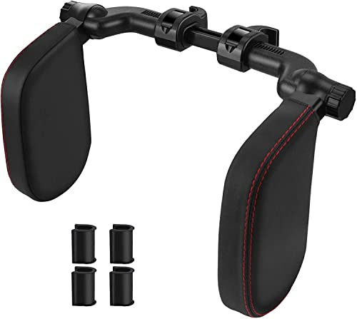 ChuerTech Poggiatesta Auto, Cuscino Poggiatesta per Auto, Poggiatesta da Viaggio Collo Auto Protezione Collo in Pelle con Memory Foam con Barra Scorrevole Regolabile per Seggiolino Bambini Adulti