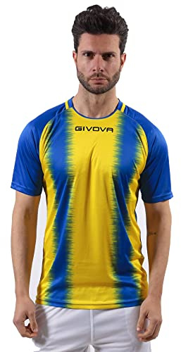 Givova Shirt Stripe M/C Interlock Azzurro/Giallo Tg. M