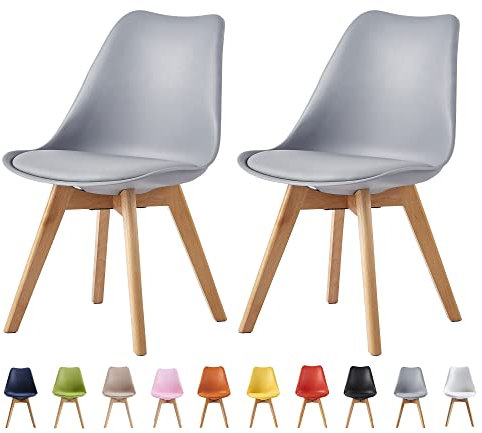 mcc direct Esszimmerstühle im 2er Set, Küchenstühle, Bürostühle, Designer Schalenstuhl, Eva (Grau)