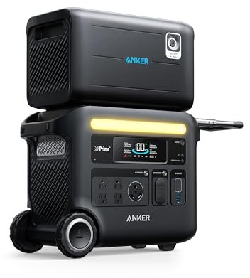 Anker SOLIX F2600 Portable Power Station, PowerHouse 767 and 760 Expansion Battery, 5120Wh LiFePO4 Battery with 4 AC Outlets Up to 2400W, GaNPrime Solar Generator for Home, Outdoor Camping, RV