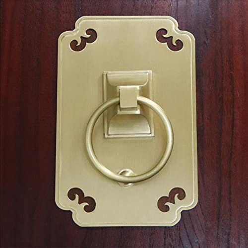 Antiker Ring-Türklopfer, rechteckiger Haustürgriff, antiker Messing-Türklopfer, einfache Kupfertür für Terrassentür-Dekoration (Messing)