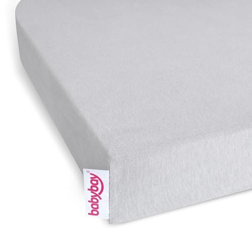 babybay Jersey Spannbetttuch Deluxe passend für Modell Matratze Kinderbett-Umbausatz Original, Maxi und Boxspring, zartgrau
