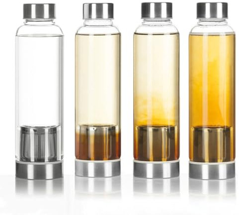 Dimono® Trinkflasche Glasflasche Wasserflasche mit Filter für Tee & Früchte; Flasche aus bruchsicheren Borosilikat-Glas; Hitzbeständig, BPA-Frei & Geruchs-& Geschmacksneutral: 600ml (ohne Hülle)