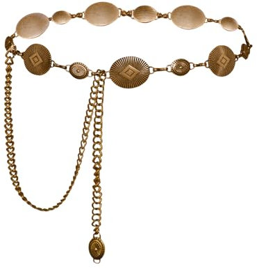 SCARLET DARKNESS Kettengürtel für Damen, Metall, Taillenkette, Türkis, Concho, Westerngürtel, Bronzestrahlen, Einheitsgröße