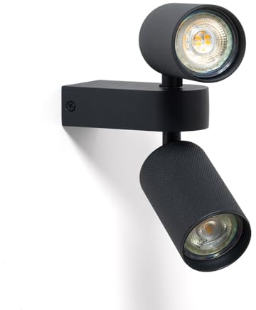 LEDKIA LIGHTING Aplique de Pared Aluminio Aritz 2 Focos Negro GU10