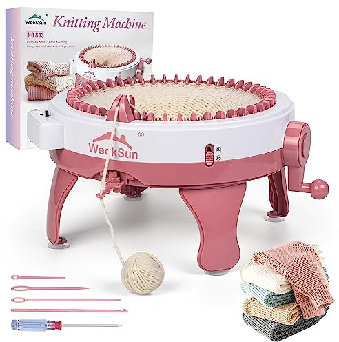 WEEKSUN Strickmaschine mit 48 Nadeln, mit Reihenzähler, DIY, Rotationsbrett, doppelt, für Socken, Hüte und Schals – schnelle Manuell