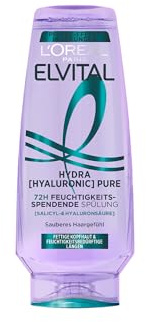 L'Oréal Paris Elvital Feuchtigkeitsspendende Spülung für fettige Kopfhaut und feuchtigkeitsbedürftige Längen, Mit Salicylsäure und Hyaluronsäure, Hydra Hyaluronic Pure, 6 x 250 ml