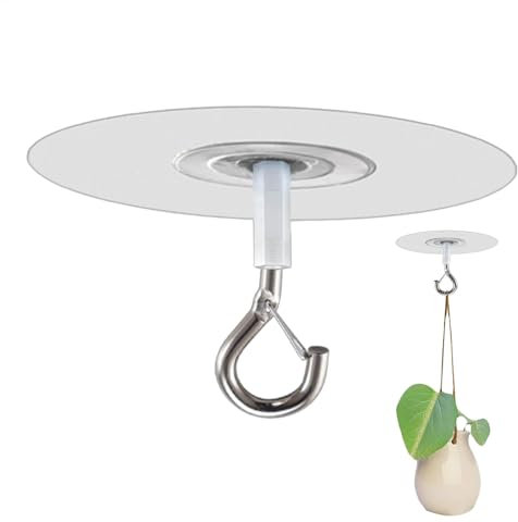 Ganci autoadesivi da soffitto – Ganci altamente adesivi con chiusura di sicurezza | Ganci impermeabili per la casa per appendere piante, campanelli eolici, luci, palloncini e decorazioni