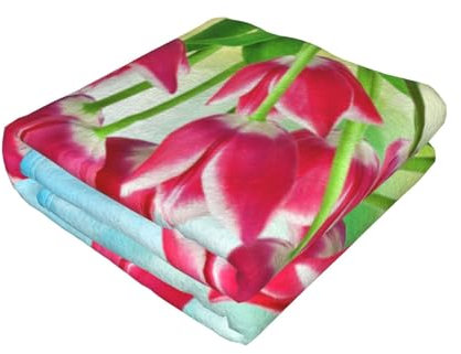 ESNAIUVCD Flanell-Bettwäsche, weich, gemütlich, Frühlingsblumen-Druck, weich, gemütlich, leicht, warm, für alle Jahreszeiten, 101,6 x 76,2 cm, 127 x 101,6 cm, 152,4 x 127 cm, 203,2 x 152,4 cm