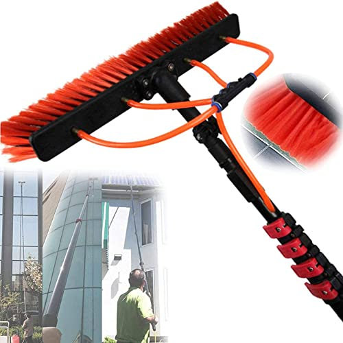 Kit di Pulizia per vetri con Asta alimentata ad Acqua, Spazzola telescopica, pulitore Estensibile per tetti di verande, Attrezzatura per la Pulizia con Asta di prolunga per Pannelli fotovolt