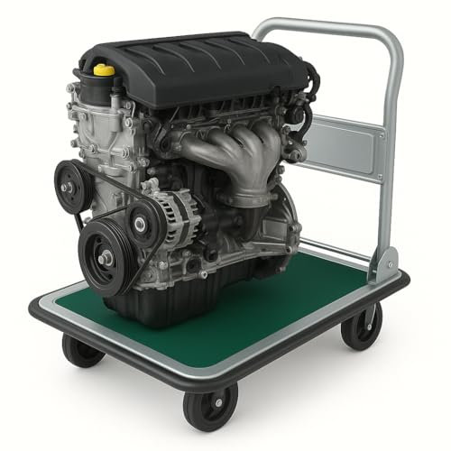 Carrello Con Ruote Porta Tutto - PIEGHEVOLE - Professionale – ACCIAIO – Carrello Portapacchi Con Portata 300 kg, Manico Ripiegabile, Piano 73x47 cm – Per Officina, Magazzino, Traslochi