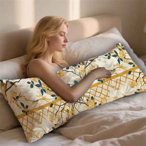 Almohada Corporal Pájaro Funda Cojin 50x180cm Almohada para el Embarazo y la Maternidad, Almohadas para Dormir de Lado Árbol Almohadas Embarazada Funda de Cojines Grandes Cushion Covers Gifts LYD-777