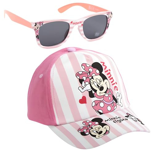 Disney Ensemble Casquette et Lunettes de Soleil Minnie Mouse McQueen pour Enfants | Lunettes de Soleil avec Protection UV400 et Casquette d’Été pour Voyages et Activités en Plein Air