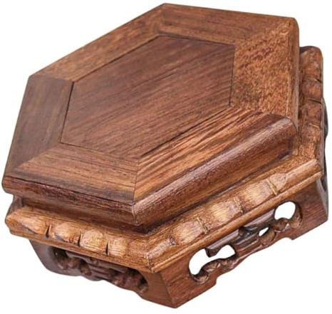Toyvian Pedestal de Madera Maciza para Base de Estatua de Buda y Soporte de Flores, Base Hexagonal para Uso en Hogar y Oficina