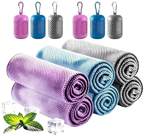 TruuMe Toalla Refrescante 6 Unidades,Cooling Towel,Toallas Gimnasio,Efecto Frío Instantáneo,Toalla Deportiva para Fitness Gym Running 30x90 cm con Funda
