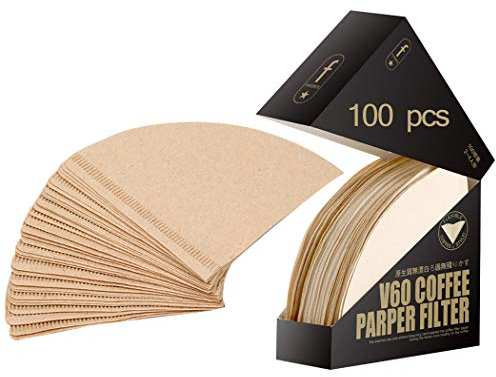 Sipliv 100 piezas de papel de cono filtro de café filtro de café desechable bolsas de té de café natural sin blanquear cafeteras de viaje con caja a prueba de polvo - tamaño 02, 2-4 tazas