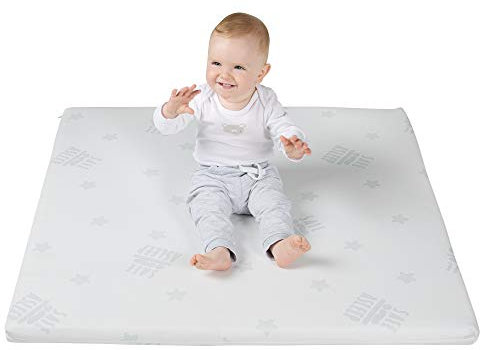 roba Laufgittermatratze 75 x 100 cm - Safe Asleep - Matratze für Laufgitter/Laufstall 4 eckig - Laufgittereinlage mit abnehmbarem Jacquard Bezug