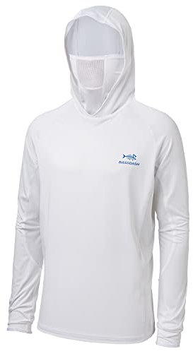 Bassdash UPF 50+ Herren T-Shirt Langarm Angelhemd mit Maske UV Schutz Neck Gaiter Hoodie mit Daumenloch