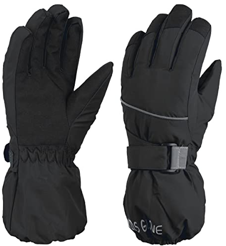 TRIWONDER Kids Winter Ski Snow Gloves Children Snowboard Gloves Cold Weather Waterproof for Boys Girls Toddler (Black, S (4-6 Years Old))