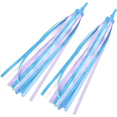 YMWALK 1 paire de banderoles de guidon de Scooter de pompons de vélo pour enfants, accessoires de vélo pour enfants Rubans de gland colorés pour guidons de scooter/vélo de filles garçons (Bleu)