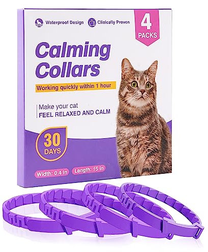 4 Pcs Pheromone Katzen Beruhigende Halsbänder Katze Calming Collar Cat Catcomfort Starter-Kit Lindern Stress und Angstlinderung verstellbare Anti Stress Katzenhalsband Ruhiges Katzenhalsband Verhalten