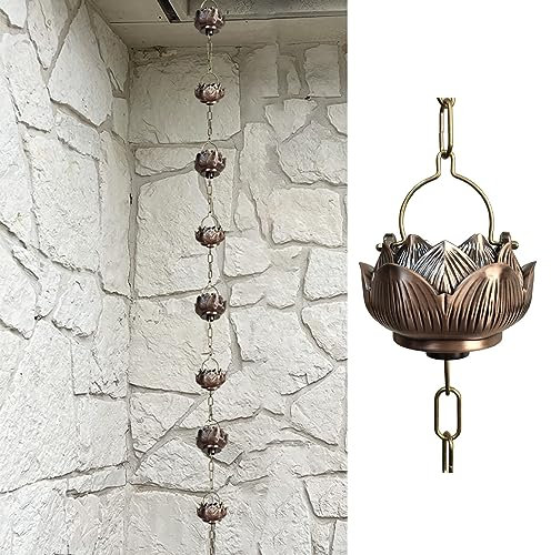 NUNETH Regenkette Dekorative Regenkette aus Metall, Hauptregenfängerkette Im Freien, Spritzschutz Verhindern Lotus-Regenfänger Zum Ersetzen des Fallrohrs/Wasserumleitung (Size : 2m/6.5ft)