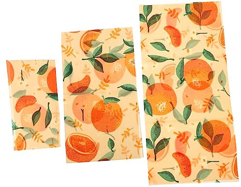 PLAFOPE 3sheets Fresh-Keeping Food Cloths Beeswax Reusable Wraps for Sandwiches Sustainable Food Wrapping Cloths for Lunch Boxes and Snacks