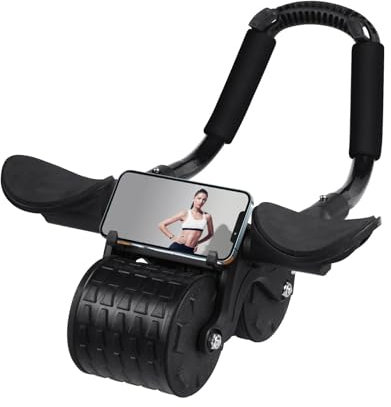 Homavit Rodillo abdominal, Ab Roller Wheel Exercise Equipmen, Rueda Abdominal de Rebote Automático，rodillo de rebote automático, entrenamiento abdominal para el hogar (Negro)
