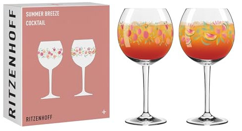 RITZENHOFF 6321001 Summer Breeze Lot de 2 verres à apéritif 500 ml pour cocktail Motif fruits Multicolore Fabriqué en Allemagne