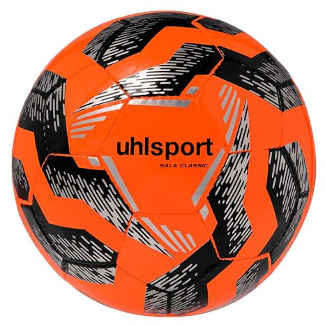 uhlsport Hallen-Fußball Futsal-Ball - Sala Classic - Größe 4, Fluo orange/schwarz/silbe