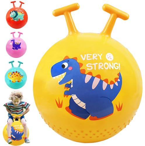 AUNGKWANG Ballon Sauteur pour Enfants, Balle Rebondissante avec T Poignée, Jouet Sauteur Gonflable, Capacité Charge 85 kg, Convient 2 Ans et Plus Jouet d'intérieur et Extérieur