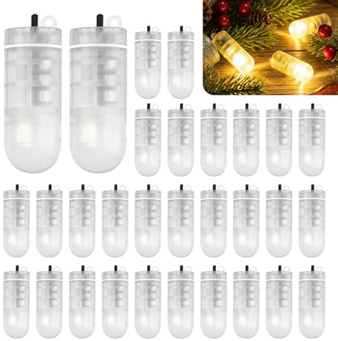 Luces LED para globos, 30 unidades de luces LED blancas cálidas para globos, mini luces para globos y farolillos de papel, decoración interior perfecta para cumpleaños, bodas, Navidad y fiestas