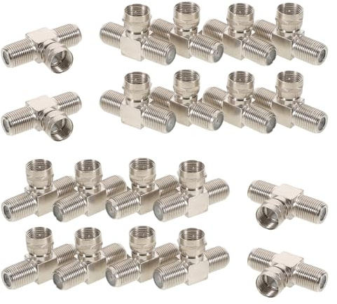 UKCOCO Splitter per Tv Satellitare 20 Pezzi, Adattatore Connettore F Maschio-femmina, Divisore D'antenna Tipo F 2 Porte, Connettore Coassiale per Antenna Domestica e Ufficio